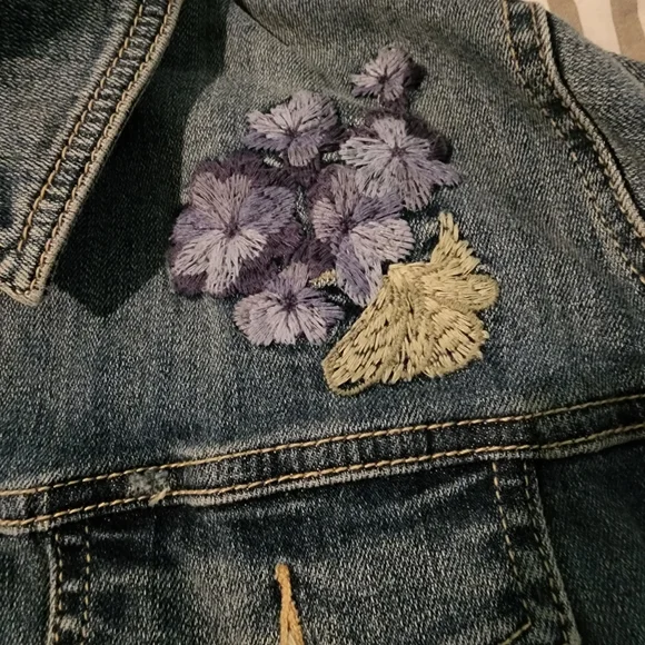 Torrid Blue Jean Jacket with Butterfly and Floral Embroidery - Picture 7 of 11